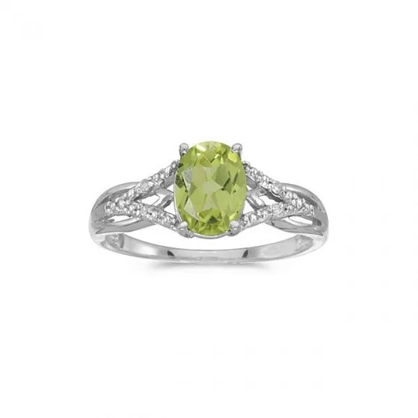 10k White Gold Oval Peridot And Diamond Ring Ambassador Diamond Jewelers Tucson, AZ