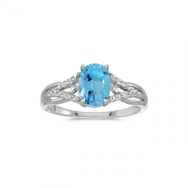 10k White Gold Oval Blue Topaz And Diamond Ring Ambassador Diamond Jewelers Tucson, AZ