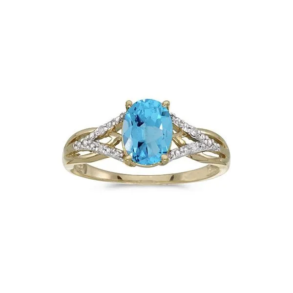 14k Yellow Gold Oval Blue Topaz And Diamond Ring Ambassador Diamond Jewelers Tucson, AZ