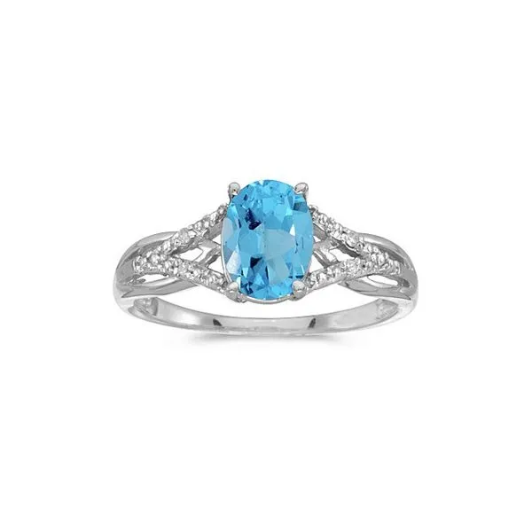 14k White Gold Oval Blue Topaz And Diamond Ring Ambassador Diamond Jewelers Tucson, AZ