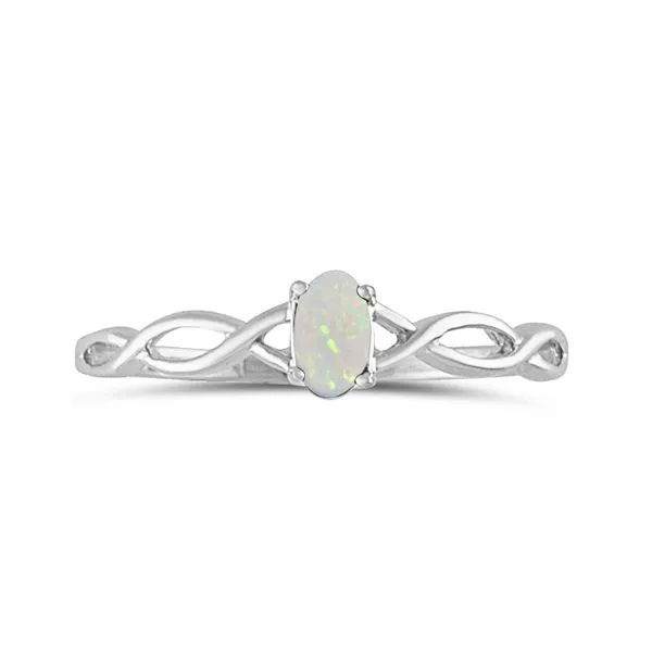 14k White Gold Oval Opal Ring Castle Couture Fine Jewelry Manalapan, NJ
