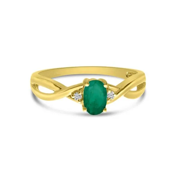 10K Yellow Gold Oval Emerald and Diamond Basice Birthstone Ring Rick's Jewelers California, MD