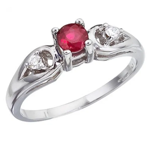 14K White Gold Round Ruby and Diamond Ring J. Meredith Jewelers Delafield, WI