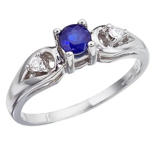 14K White Gold Round Sapphire and Diamond Ring Arlene's Fine Jewelry Vidalia, GA