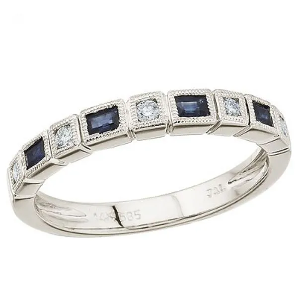 14K Yellow Gold Stackable Sapphire and Diamond Band Ring Ambassador Diamond Jewelers Tucson, AZ