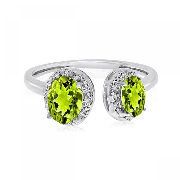10K White Gold Offset Double Oval Peridot Semi Precious and Diamond Fashion Ring Moseley Diamond Showcase Inc Lexington, SC