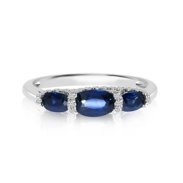 14K White Gold 3 Oval Sapphire and Diamond Precious Ring Ambassador Diamond Jewelers Tucson, AZ
