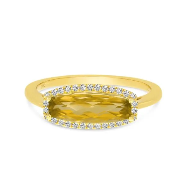 14K Yellow Gold Elongated Baguette Citrine and Diamond Ring Ambassador Diamond Jewelers Tucson, AZ