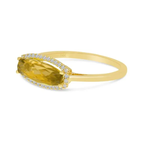 14K Yellow Gold Elongated Baguette Citrine and Diamond Ring Image 2 Jimmy Smith Jewelers Decatur, AL