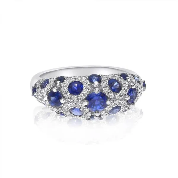 14K White Gold Spotted Precious Sapphire and Diamond Fashion Ring Ambassador Diamond Jewelers Tucson, AZ