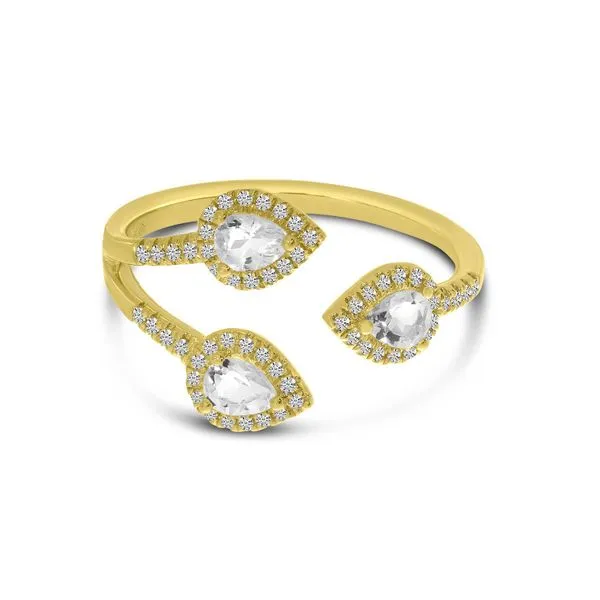14K Yellow Gold Trio Pear White Topaz and Diamond Ring Moseley Diamond Showcase Inc Lexington, SC
