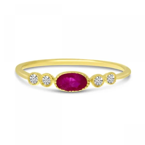 14K Yellow Gold Oval Ruby and Diamond Stackable Precious Ring Ambassador Diamond Jewelers Tucson, AZ