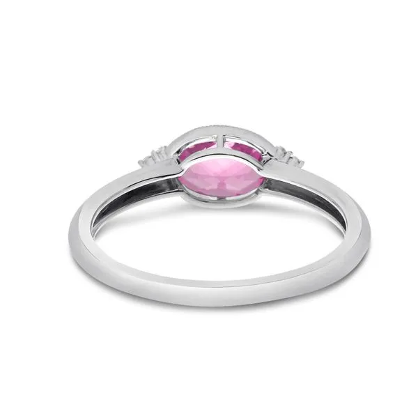 14K White Gold Oval Pink Tourmaline and Diamond East to West Ring Image 2 Clater Jewelers Louisville, KY