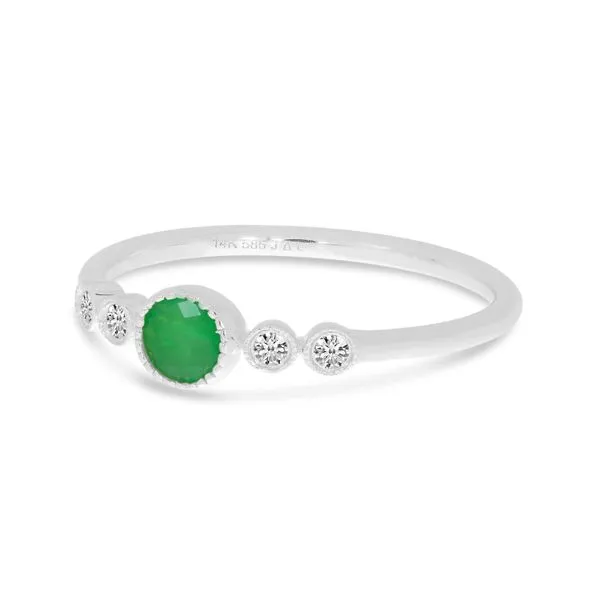 14K White Gold Round Emerald and Diamond Stackable Precious Ring Image 2 Ambassador Diamond Jewelers Tucson, AZ