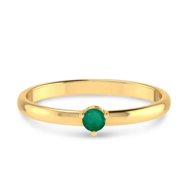 14K Yellow Gold 3mm Round Emerald Birthstone Ring Ambassador Diamond Jewelers Tucson, AZ