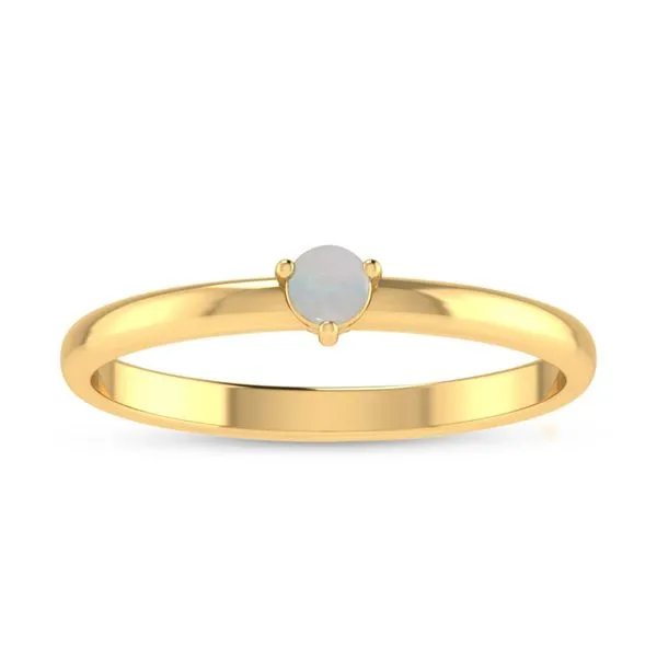 14K Yellow Gold 3mm Round Opal Birthstone Ring Ambassador Diamond Jewelers Tucson, AZ