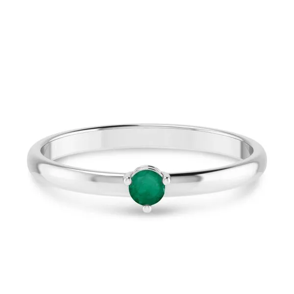 14K White Gold 3mm Round Emerald Birthstone Ring Ambassador Diamond Jewelers Tucson, AZ