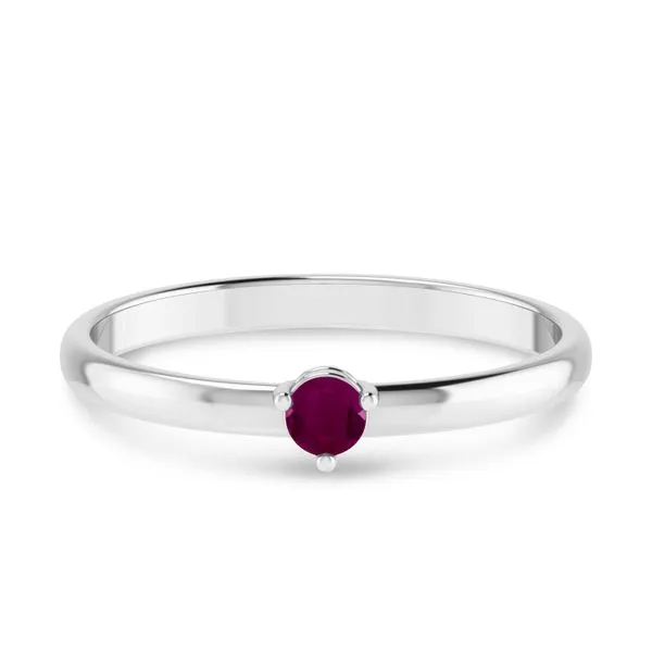 14K White Gold 3mm Round Ruby Birthstone Ring Ambassador Diamond Jewelers Tucson, AZ