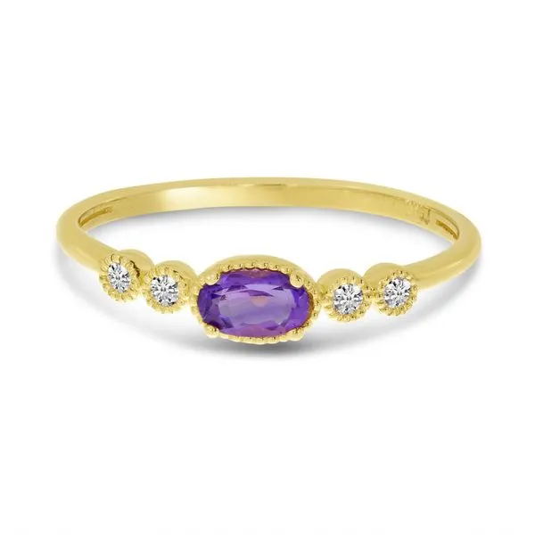 10K Yellow Gold Oval Amethyst and Diamond Stackable Ring Ambassador Diamond Jewelers Tucson, AZ