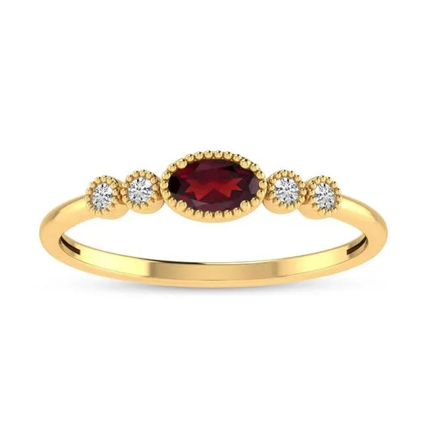 10K Yellow Gold Oval Pink Topaz and Diamond Stackable Ring Ambassador Diamond Jewelers Tucson, AZ