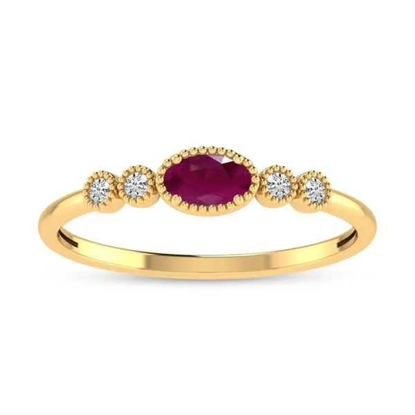 10K Yellow Gold Oval Ruby and Diamond Stackable Ring Ambassador Diamond Jewelers Tucson, AZ