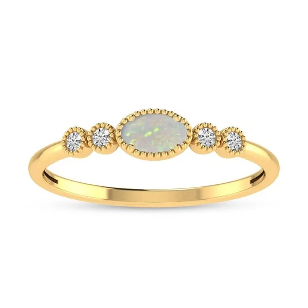 10K Yellow Gold Oval Opal and Diamond Stackable Ring Ambassador Diamond Jewelers Tucson, AZ