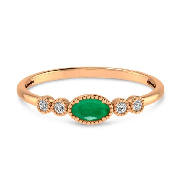10K Rose Gold Oval Emerald and Diamond Stackable Birthstone Ring Ambassador Diamond Jewelers Tucson, AZ