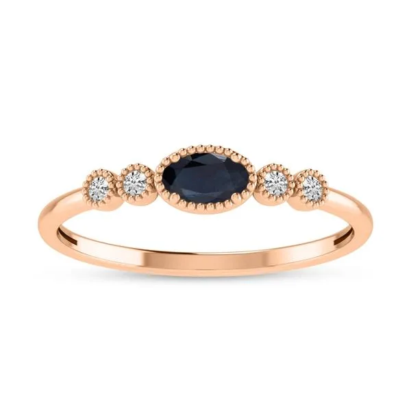 10K Rose Gold Oval Sapphire and Diamond Stackable Birthstone Ring Ambassador Diamond Jewelers Tucson, AZ