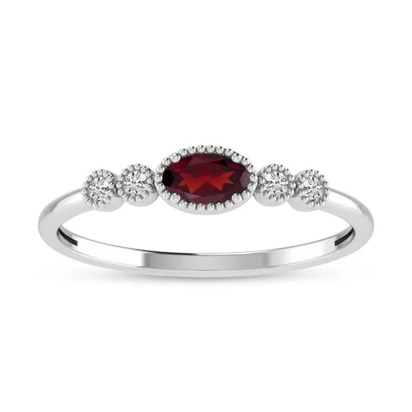 10K White Gold Oval Garnet and Diamond Stackable Ring Ambassador Diamond Jewelers Tucson, AZ