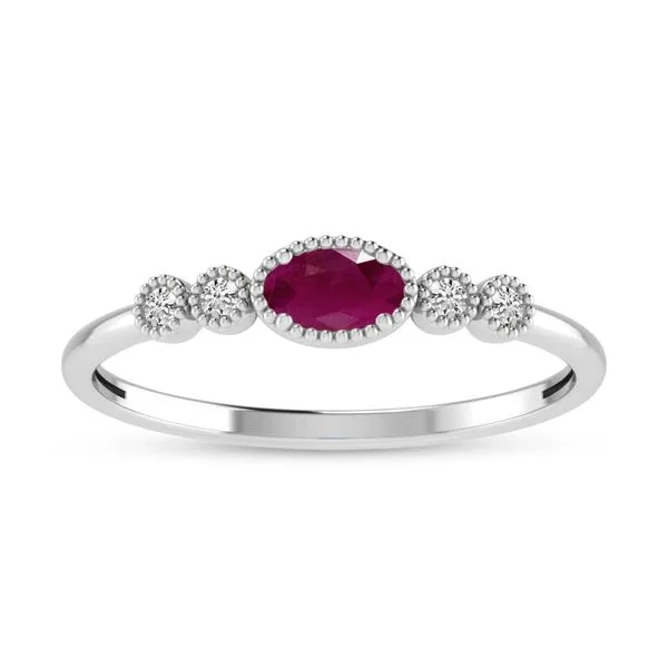 10K White Gold Oval Ruby and Diamond Stackable Ring Ambassador Diamond Jewelers Tucson, AZ