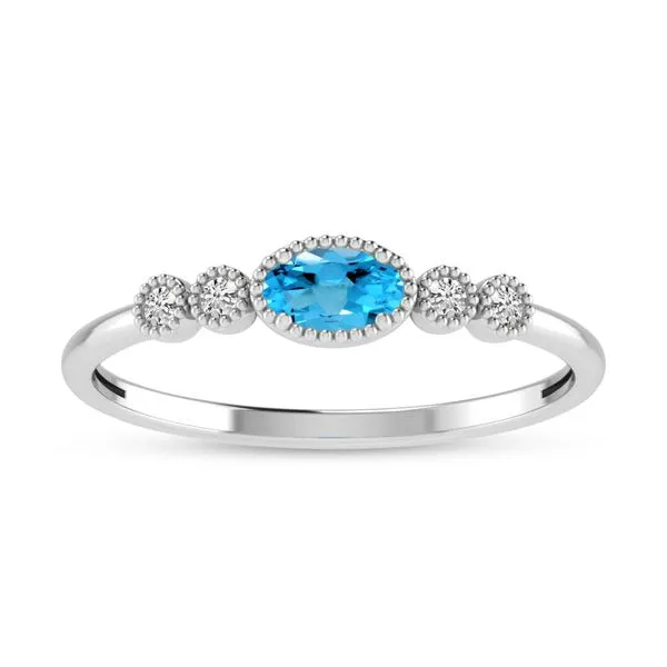 10K White Gold Oval Blue Topaz and Diamond Stackable Ring Ambassador Diamond Jewelers Tucson, AZ