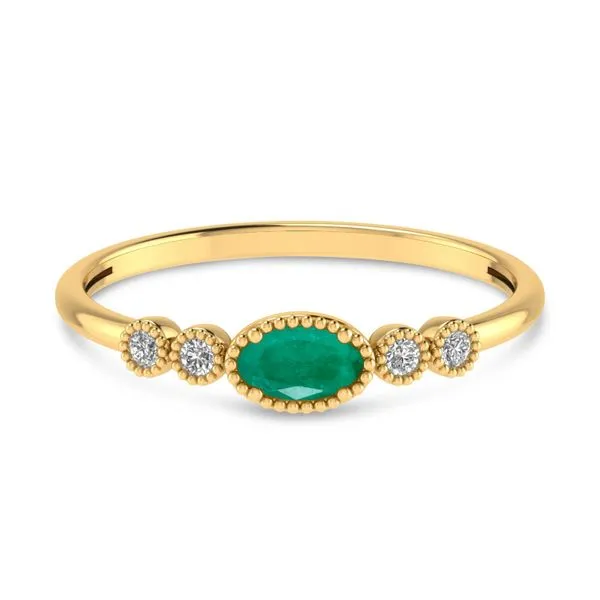 14K Yellow Gold Oval Emerald and Diamond Stackable Ring Ambassador Diamond Jewelers Tucson, AZ