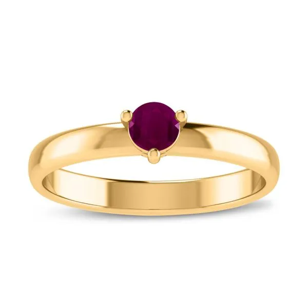 10K Yellow Gold 4mm Round Ruby Birthstone Ring Ambassador Diamond Jewelers Tucson, AZ