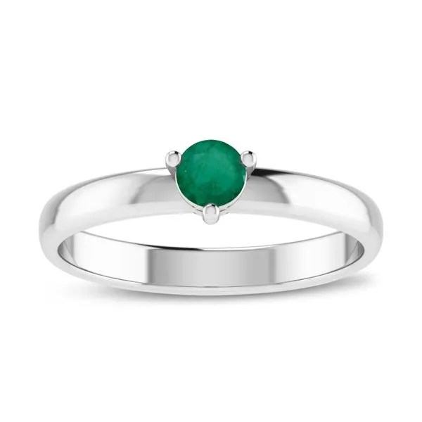 10K White Gold 4mm Round Emerald Birthstone Ring Ambassador Diamond Jewelers Tucson, AZ