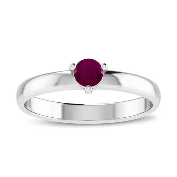 10K White Gold 4mm Round Ruby Birthstone Ring Ambassador Diamond Jewelers Tucson, AZ