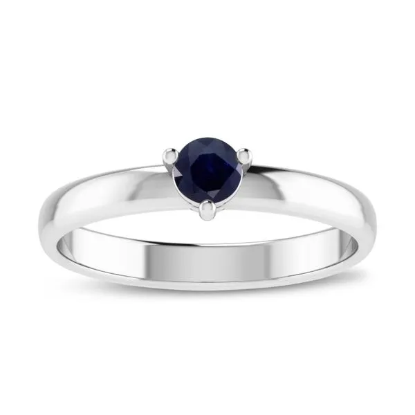 10K White Gold 4mm Round Sapphire Birthstone Ring Ambassador Diamond Jewelers Tucson, AZ