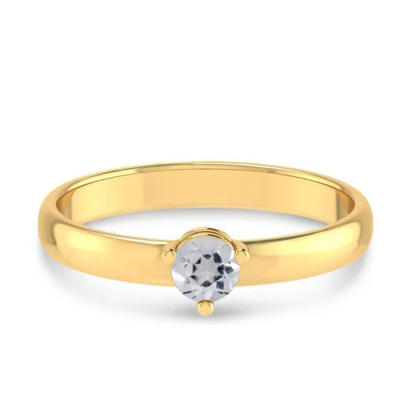 14K Yellow Gold 4mm Round White Topaz Birthstone Ring Ambassador Diamond Jewelers Tucson, AZ