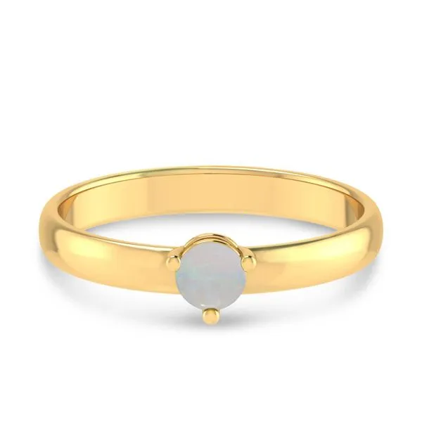 14K Yellow Gold 4mm Round Opal Birthstone Ring Ambassador Diamond Jewelers Tucson, AZ