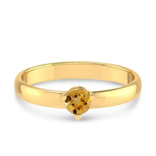 14K Yellow Gold 4mm Round Citrine Birthstone Ring Ambassador Diamond Jewelers Tucson, AZ