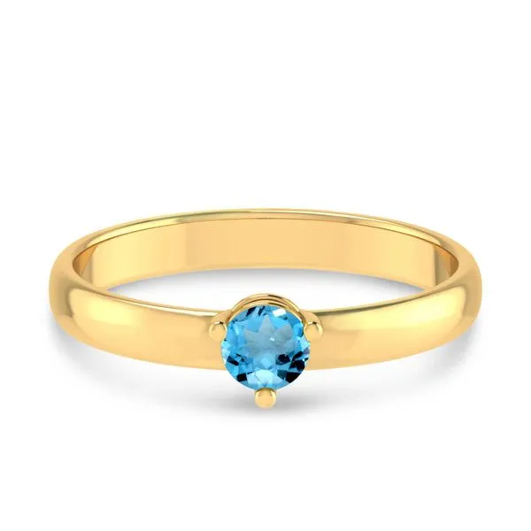 14K Yellow Gold 4mm Round Blue Topaz Birthstone Ring Ambassador Diamond Jewelers Tucson, AZ