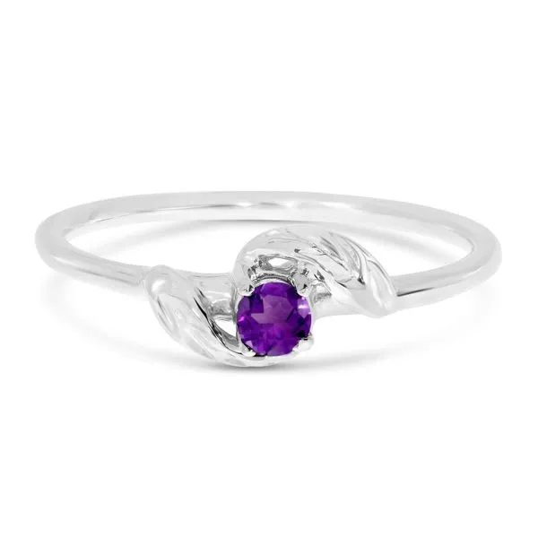 10K White Gold Amethyst Leaf Birthstone Ring Ambassador Diamond Jewelers Tucson, AZ