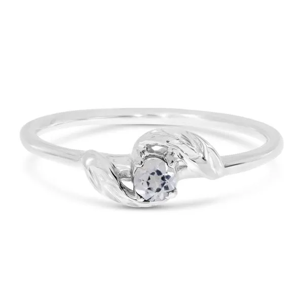 10K White Gold White Topaz Leaf Birthstone Ring Ambassador Diamond Jewelers Tucson, AZ