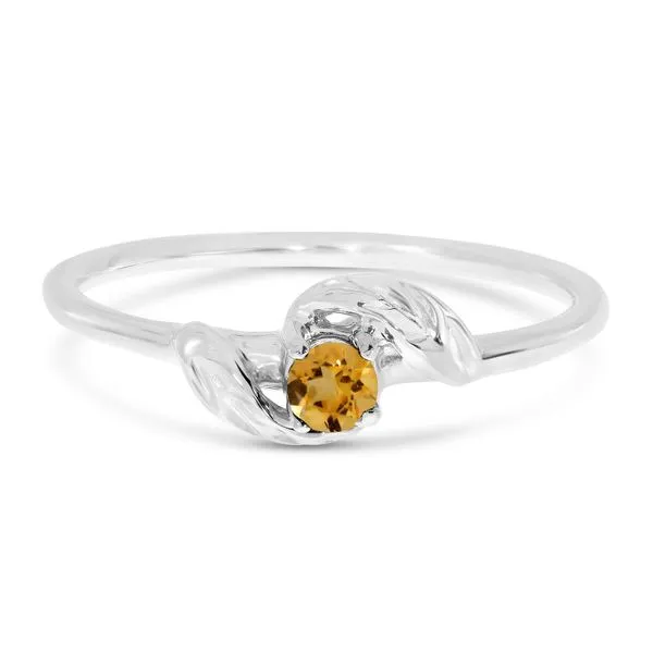 10K White Gold Citrine Leaf Birthstone Ring Ambassador Diamond Jewelers Tucson, AZ