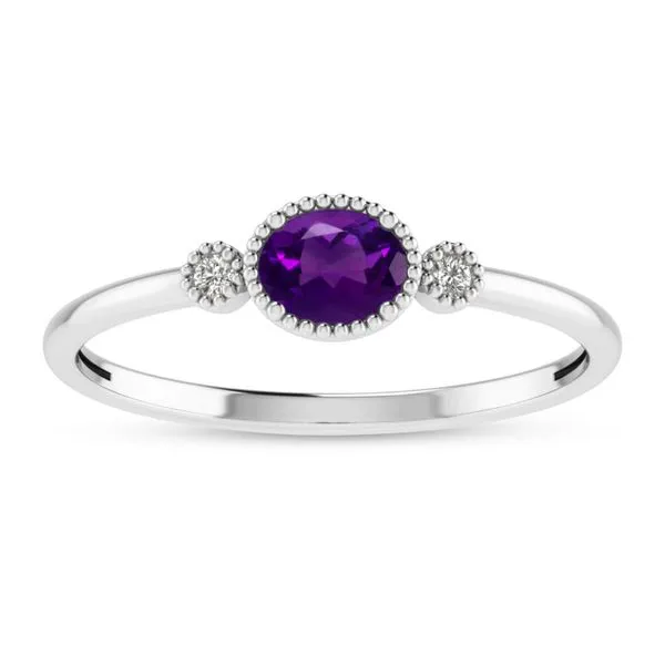 14K White Gold Oval Blue Topaz and Diamond Millgrain Birthstone Ring Ambassador Diamond Jewelers Tucson, AZ