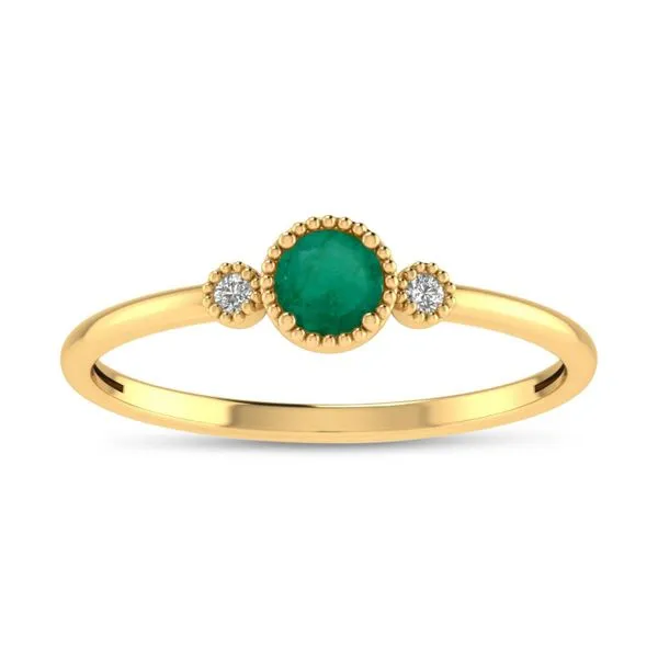 10K Yellow Gold 4mm Round Emerald Millgrain Birthstone Ring The Jewelry Source El Segundo, CA