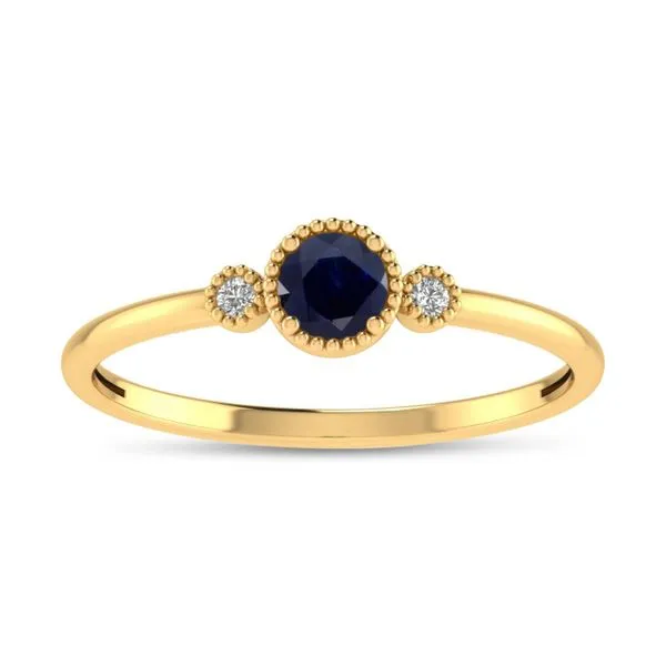 10K Yellow Gold 4mm Round Sapphire Millgrain Birthstone Ring Clater Jewelers Louisville, KY