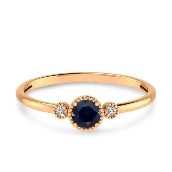 10K Rose Gold 4mm Round Sapphire Millgrain Birthstone Ring Ambassador Diamond Jewelers Tucson, AZ