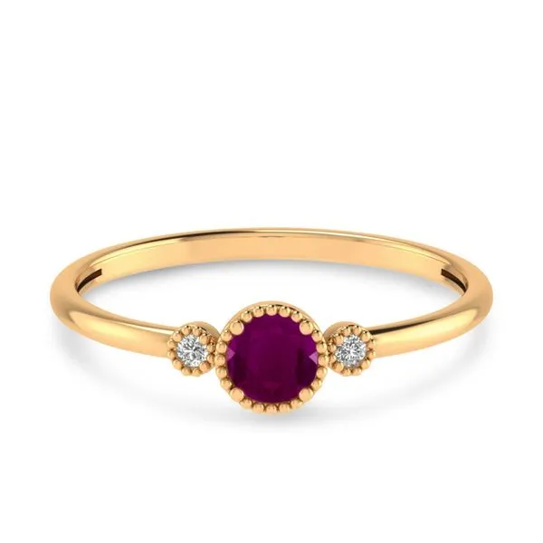 14K Rose Gold 4mm Round Ruby Millgrain Birthstone Ring Ambassador Diamond Jewelers Tucson, AZ