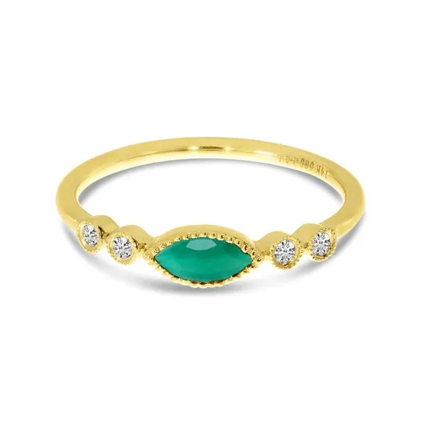 14K Yellow Gold 6x3 mm Marquise Emerald and Diamond Semi Precious Stackable Ring Clater Jewelers Louisville, KY
