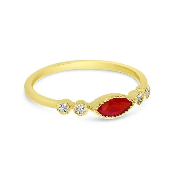 14K Yellow Gold 6x3 mm Marquise Ruby and Diamond Semi Precious Stackable Ring Image 2 Clater Jewelers Louisville, KY